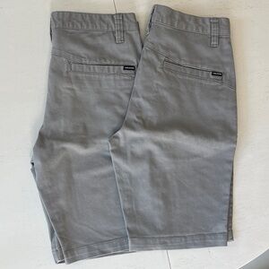 Set of 2, Volcom Men's Vmonty Flat Front Gray Chino Shorts